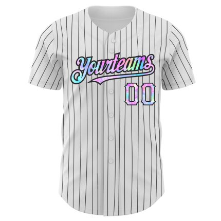 Personalized Tie Dye Baseball Jersey - Authentic White Black Pinstripe Design Personalized White Black Pinstripe Tie Dye