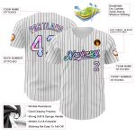 Personalized Tie Dye Baseball Jersey - Authentic White Black Pinstripe Design Personalized White Black Pinstripe Tie Dye