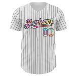Custom Name and Number Personalized Tie Dye Baseball Jersey - White Black Pinstripe Authentic Team Gear Personalized White