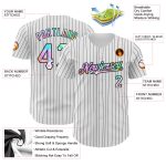 Custom Name and Number Personalized Tie Dye Baseball Jersey - White Black Pinstripe Authentic Team Gear Personalized White