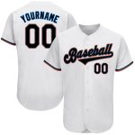 Personalized Authentic Baseball Jersey in White Black Powder Blue Design Personalized White Black-Powder Blue Authentic Baseball