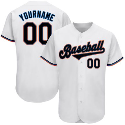 Personalized Authentic Baseball Jersey in White Black Powder Blue Design Personalized White Black-Powder Blue Authentic Baseball