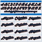 Personalized Authentic Baseball Jersey in White Black Powder Blue Design Personalized White Black-Powder Blue Authentic Baseball