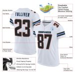 Custom Team Football Jersey with Personalized Name & Number, White Black-Powder Blue Mesh Authentic Design Personalized White
