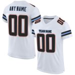 Custom Team Football Jersey with Personalized Name & Number, White Black-Powder Blue Mesh Authentic Design Personalized White