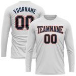 Custom Personalized Long Sleeve Performance T-Shirt with Name and Number in White Black Powder Blue Orange Personalized White