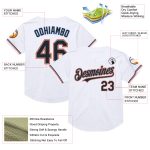 Custom Personalized Throwback Baseball Jersey - White Black Powder Blue Orange, Your Name & Number, Authentic Mesh Design