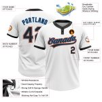 Custom Name and Number Two-Button Unisex Softball Jersey - Personalized White Black Powder Blue Orange Design Personalized