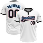 Custom Name and Number Two-Button Unisex Softball Jersey - Personalized White Black Powder Blue Orange Design Personalized