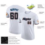 Custom Team Performance T-Shirt with Name & Number - Personalized White, Black, and Blue Powder Design Personalized White