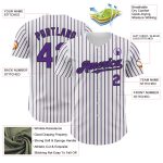 Personalized Purple Black Authentic Baseball Jersey with Custom Name and Number - White Black Purple Pinstripe Design Personalized