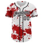 Personalized 3D Pattern Baseball Jersey with Custom Name and Number, White Black-Red Design, Rave Splash Team Gear Personalized