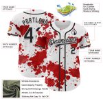 Personalized 3D Pattern Baseball Jersey with Custom Name and Number, White Black-Red Design, Rave Splash Team Gear Personalized