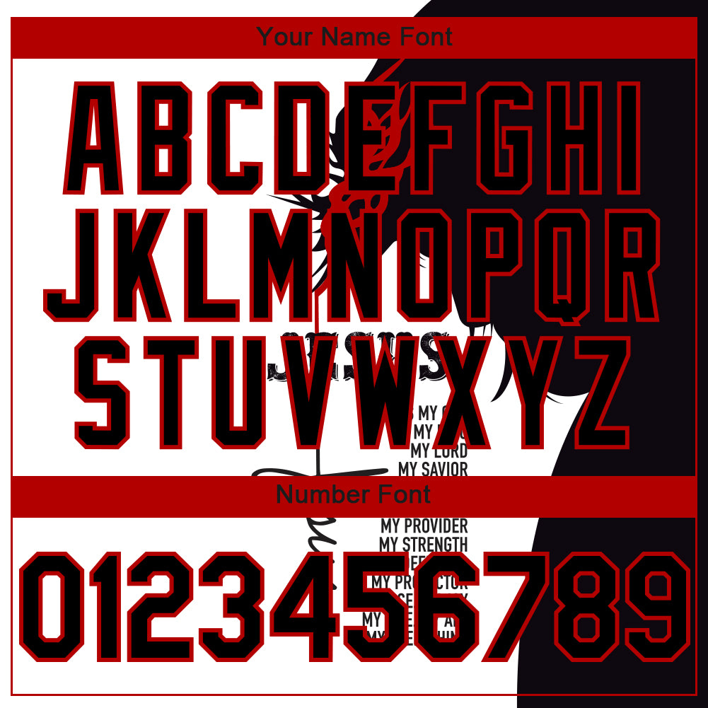 Personalized White Black-Red 3D Pattern Design Religion Jesus Christ Authentic Baseball Jersey Team Custom Name and Number Custom Jesus Christ Baseball Jersey with Personalized Name & Number, Authentic 3D Pattern in White Black Red Personalized - Image 4