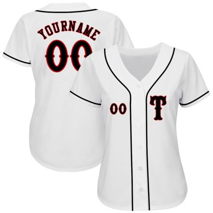 Custom Authentic Baseball Jersey in White and Black-Red Colors Personalized White Black-Red Authentic Baseball Jersey