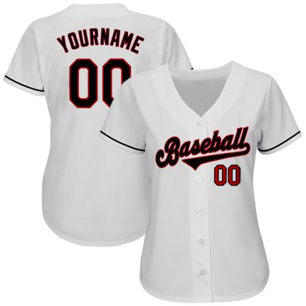Custom Black-Red Personalized Baseball Jersey with Name and Number - Authentic Team Apparel Personalized White Black-Red