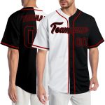 Personalized Authentic Baseball Jersey with Custom Name & Number - White Black-Red Split Fashion Design Personalized White