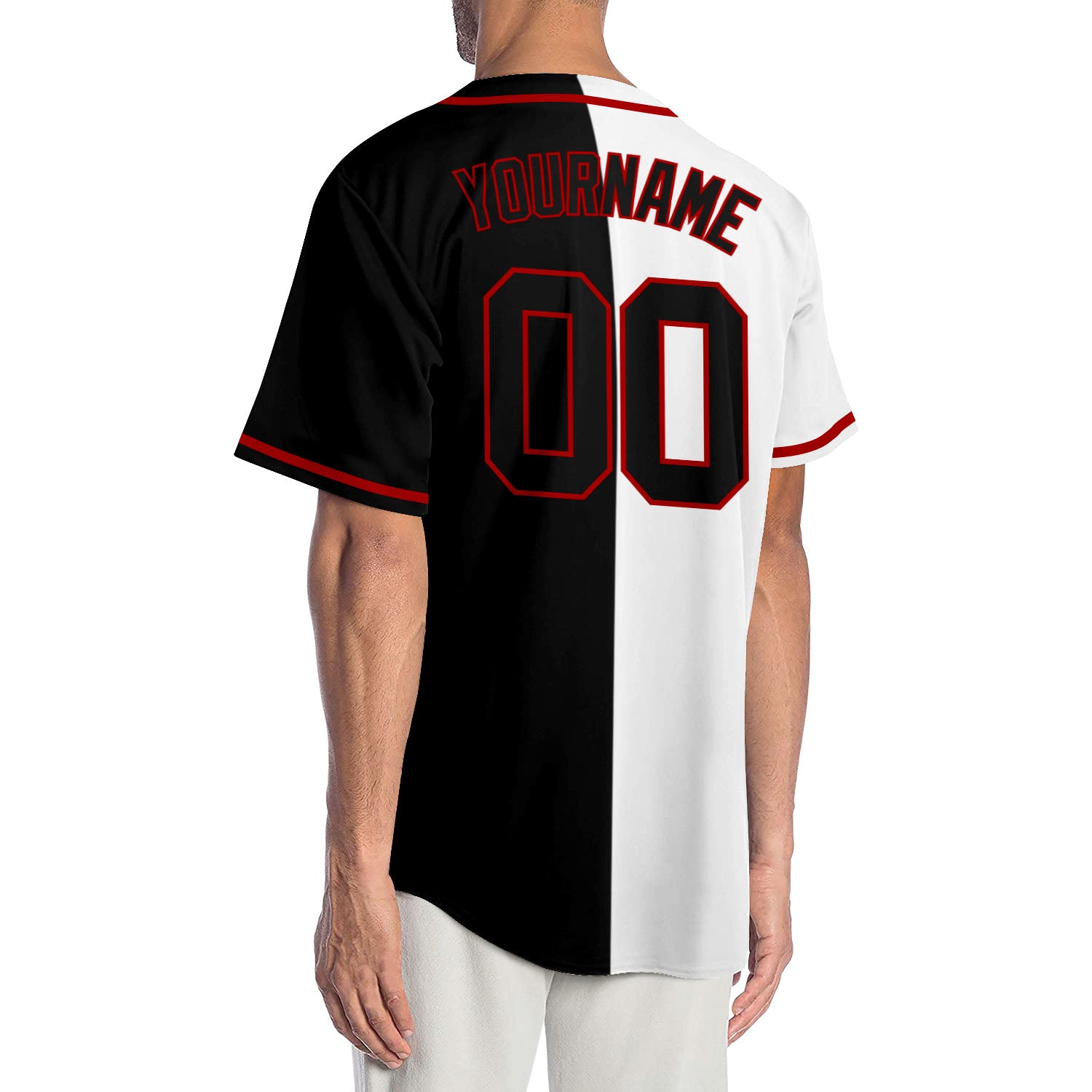 Personalized White Black-Red Authentic Split Fashion Baseball Jersey Team Custom Name and Number Personalized Authentic Baseball Jersey with Custom Name & Number - White Black-Red Split Fashion Design Personalized White - Image 2