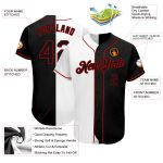 Custom Name & Number Authentic Baseball Jersey - Personalized White-Black-Red Split Fashion Team Gear Personalized White-Black