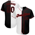 Custom Name & Number Authentic Baseball Jersey - Personalized White-Black-Red Split Fashion Team Gear Personalized White-Black