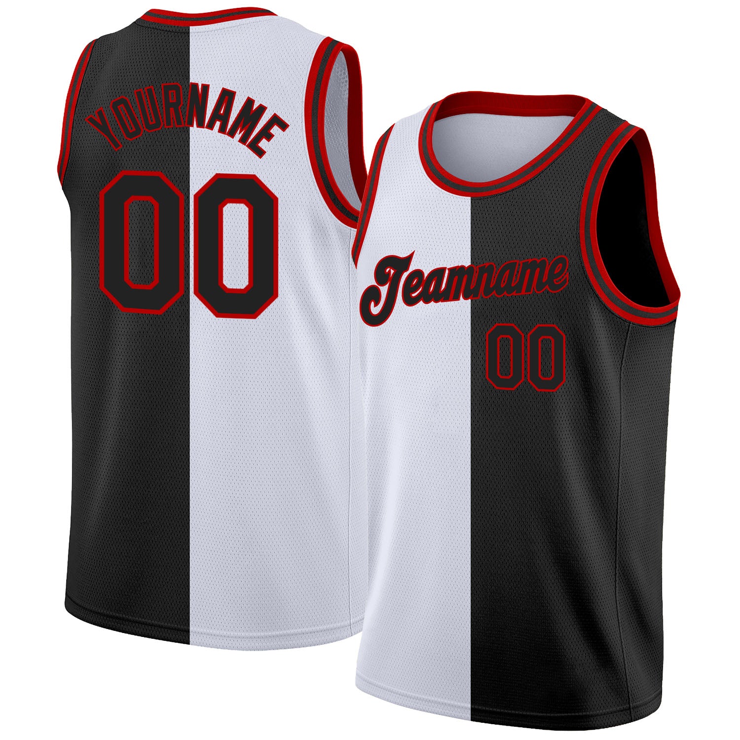 Custom Name Number Authentic Basketball Jersey Split Design Black Red White Fashion Team Personalized White Black-Red Authentic