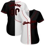 Custom Name and Number Personalized Softball Jersey - Authentic Split Design in White, Black, and Red Personalized White-Black