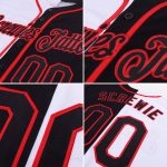 Custom Name and Number Personalized Softball Jersey - Authentic Split Design in White, Black, and Red Personalized White-Black