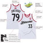 Custom Authentic Basketball Jersey - White Black Red Throwback Design Personalized White Black-Red Authentic Throwback Basketball
