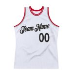 Custom Authentic Basketball Jersey - White Black Red Throwback Design Personalized White Black-Red Authentic Throwback Basketball