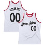 Custom Authentic Basketball Jersey - White Black Red Throwback Design Personalized White Black-Red Authentic Throwback Basketball