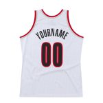 Custom Name and Number Authentic Throwback Basketball Jersey - Personalized White Black-Red Design Personalized White Black-Red