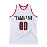 Custom Name and Number Authentic Throwback Basketball Jersey - Personalized White Black-Red Design Personalized White Black-Red