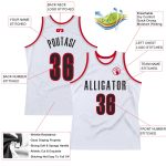 Custom Name and Number Authentic Throwback Basketball Jersey - Personalized White Black-Red Design Personalized White Black-Red