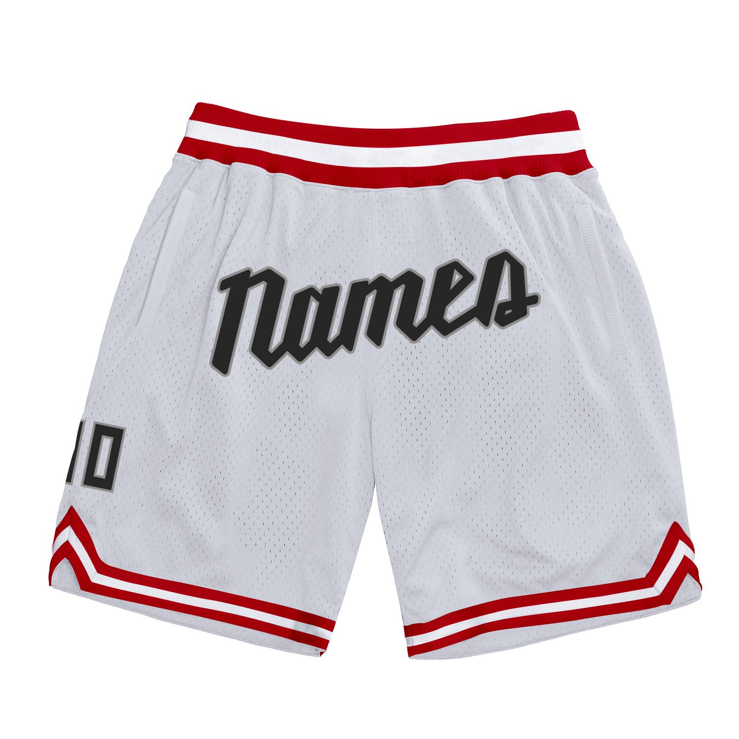 Custom Name and Number Basketball Shorts - Personalized Black Red Authentic Throwback Design Personalized White Black-Red