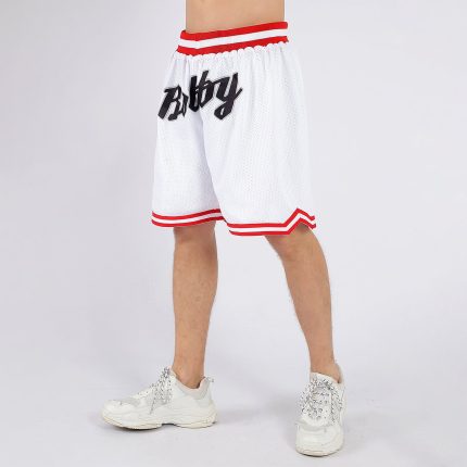 Custom Name and Number Basketball Shorts - Personalized Black Red Authentic Throwback Design Personalized White Black-Red