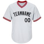 Personalized Authentic Baseball Jersey Shirt Rib-Knit in White Black-Red Personalized White Black-Red Authentic Throwback