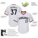 Personalized Authentic Baseball Jersey Shirt Rib-Knit in White Black-Red Personalized White Black-Red Authentic Throwback