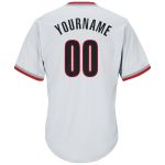 Custom Name Number Throwback Baseball Jersey Shirt - Personalized White Black Red Rib-Knit Team Apparel Personalized White