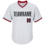 Custom Name Number Throwback Baseball Jersey Shirt - Personalized White Black Red Rib-Knit Team Apparel Personalized White