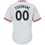 Personalized Authentic Baseball Jersey Shirt Rib-Knit in White Black-Red Personalized White Black-Red Authentic Throwback