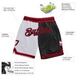 Custom Name Number Personalized Authentic Basketball Shorts White Black Red Throwback Split Fashion Personalized White Black-Red