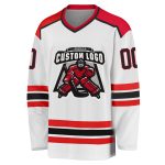 Personalized Black Red White Hockey Jersey - Customizable Team Sports Apparel Personalized White Black-Red Hockey Jersey