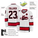 Custom Name & Number Personalized Hockey Jersey in White Black-Red for Team Personalized White Black-Red Hockey Jersey Team