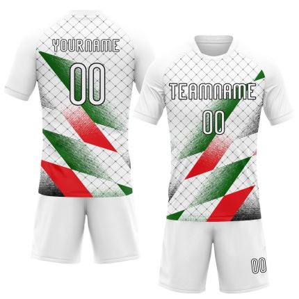 Customizable Palestine Volleyball Jersey with Name and Number - Personalized Geometric Design in White, Black, Red, Green