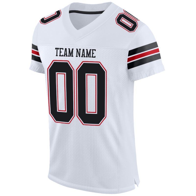 Custom Name Number Personalized Football Jersey Mesh Black Red White Authentic Personalized White Black-Red Mesh Authentic