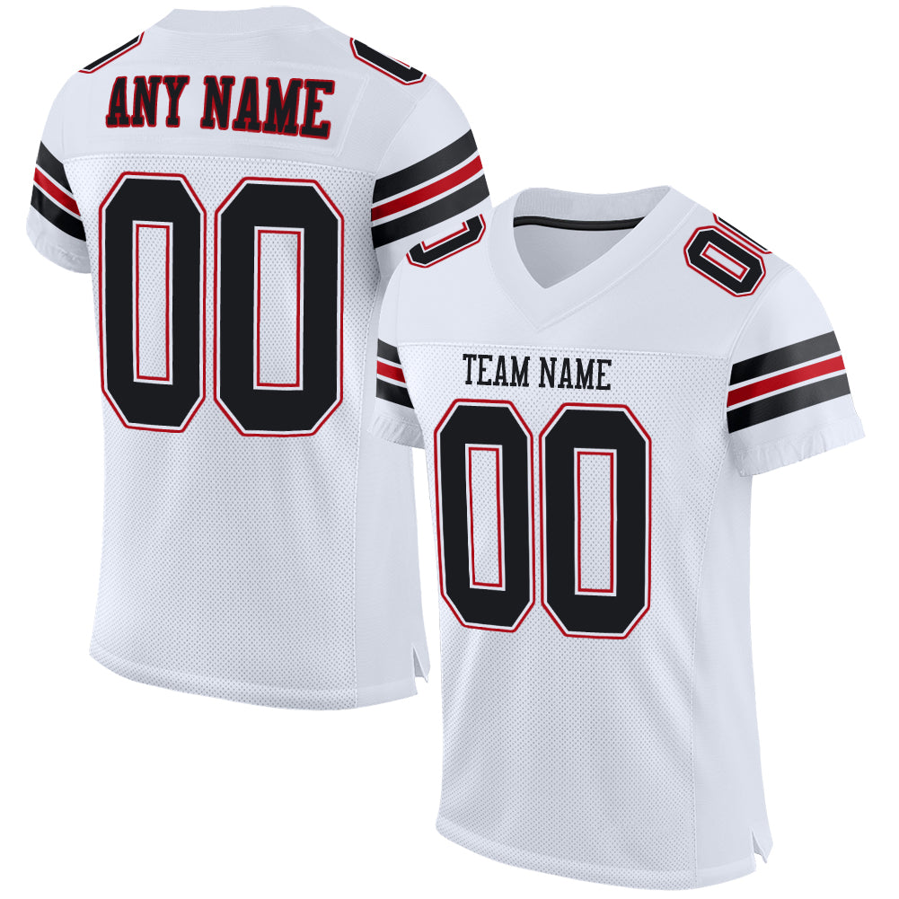 Custom Name Number Personalized Football Jersey Mesh Black Red White Authentic Personalized White Black-Red Mesh Authentic