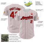 Custom Name and Number Red-Black Authentic Baseball Jersey | Personalized White with Black Red Pinstripe Personalized White