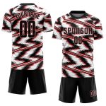 Custom Name Number Soccer Jersey - Personalized White Black Red Sublimation Uniform for Team Personalized White Black-Red