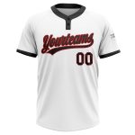 Custom Name and Number Softball Jersey for Team - Personalized Unisex Two-Button in White Black-Red Personalized White Black-Red