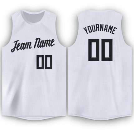 Custom Basketball Jersey - Personalized White and Black Round Neck Design Personalized White Black Round Neck Basketball